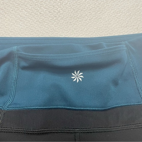 Athleta Leggings Mesh Sheer Blue and Black Women’s Size Small - Picture 3 of 12